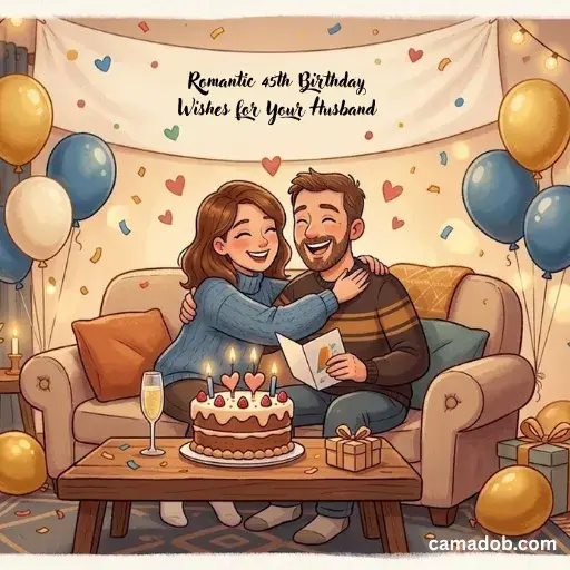 Romantic 45th Birthday Wishes for Your Husband